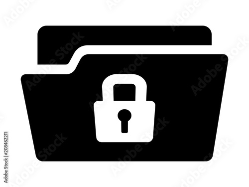Locked or encrypted document file folder flat vector icon for apps and websites