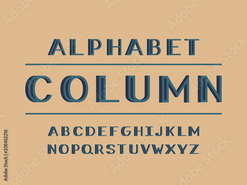 Column volume font. Vector alphabet 