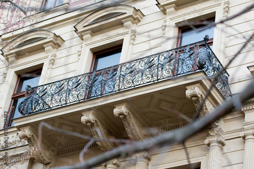 Sticker Baroque style balcony view. Prague's architecture. Czech.