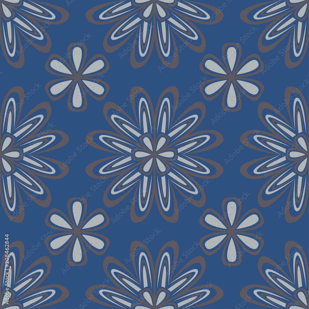 Blue floral seamless background. Design pattern with flower elements Blue floral seamless background. Design pattern with flower elements