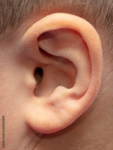 The boy's ear as a detailed photo