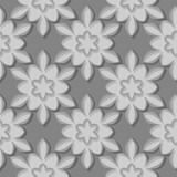 Seamless pattern. Floral gray 3d background