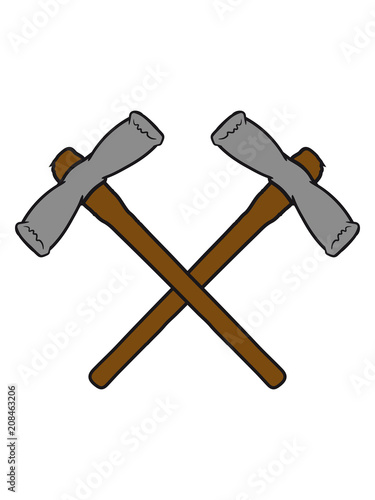 überkreuz 2 gekreuzt vorschlaghammer pickaxe spitzhacke abbauen bergbau hammer axt werkzeug bergarbeiter