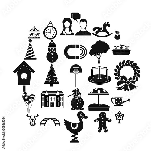 Playschool icons set. Simple set of 25 playschool vector icons for web isolated on white background