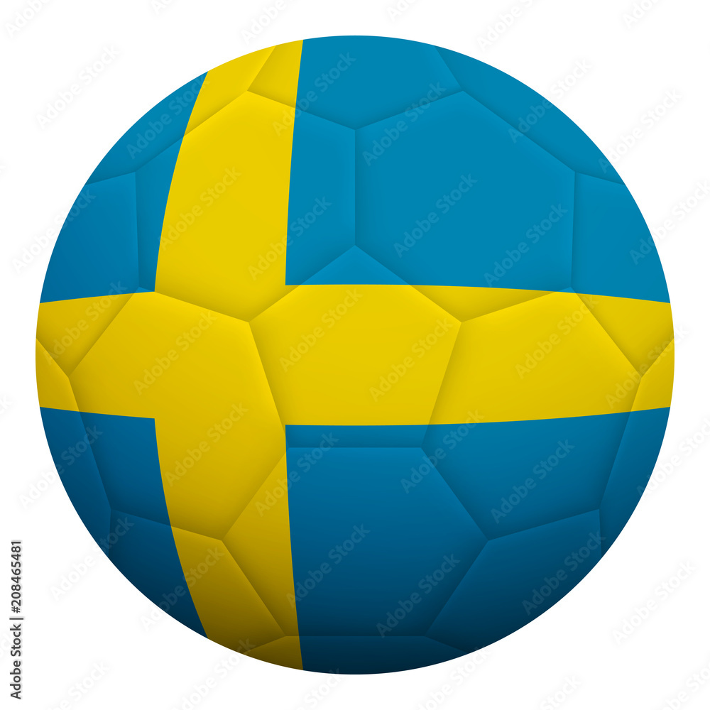 Realistic isolated 3d soccer ball textured with national flag of Sweden. Football ball colored with Swedish flag. Realistic isolated 3d soccer ball textured with national flag of Sweden. Football ball colored with Swedish flag.