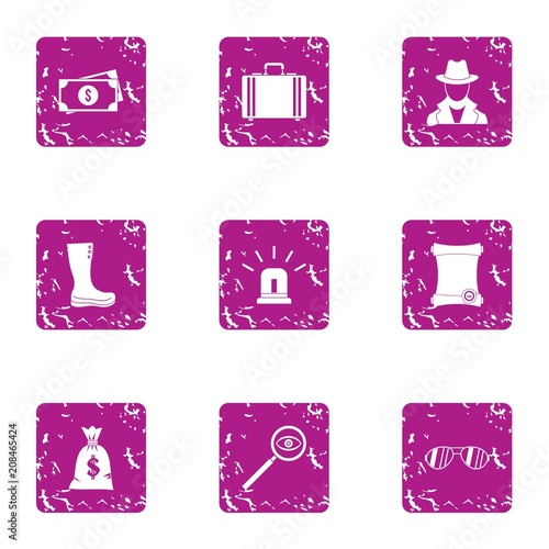 Insignificant money icons set. Grunge set of 9 insignificant money vector icons for web isolated on white background