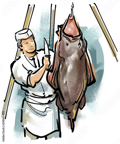 アンコウの吊るし切り Stock イラスト Adobe Stock