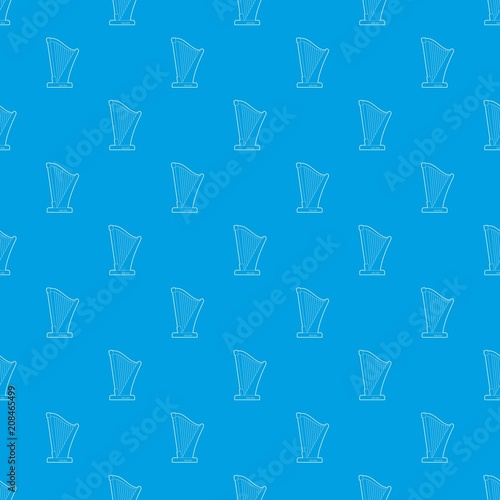 Harp pattern vector seamless blue repeat for any use