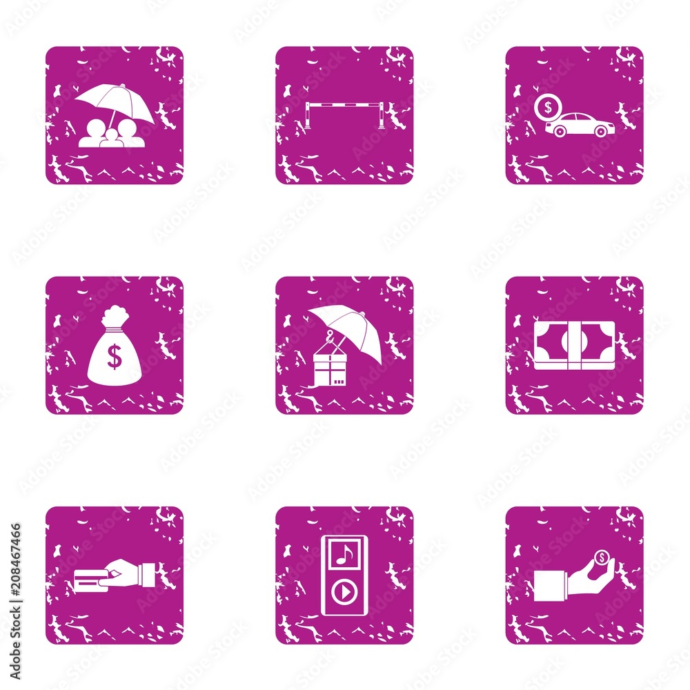 Money residue icons set. Grunge set of 9 money residue vector icons for web isolated on white background Money residue icons set. Grunge set of 9 money residue vector icons for web isolated on white background