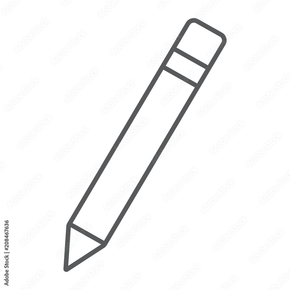Pencil thin line icon, school and education, edit sign vector graphics, a linear pattern on a white background, eps 10. Pencil thin line icon, school and education, edit sign vector graphics, a linear pattern on a white background, eps 10.