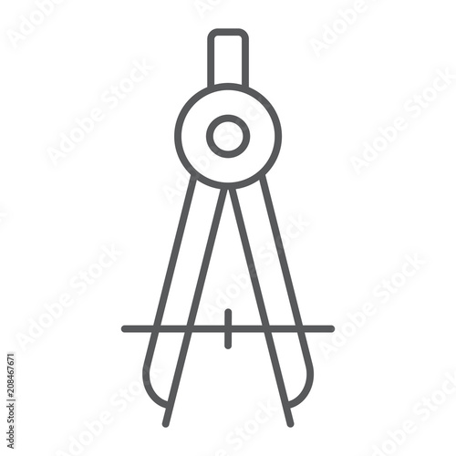 Divider thin line icon, school and education, compass sign vector graphics, a linear pattern on a white background, eps 10.