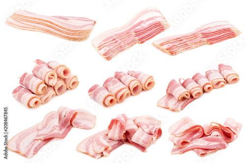 Slices of bacon isolated on a white background