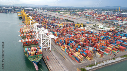 Landscape from bird eye view for Laem chabang logistic portLandscape from bird eye view for Laem chabang logistic port photo