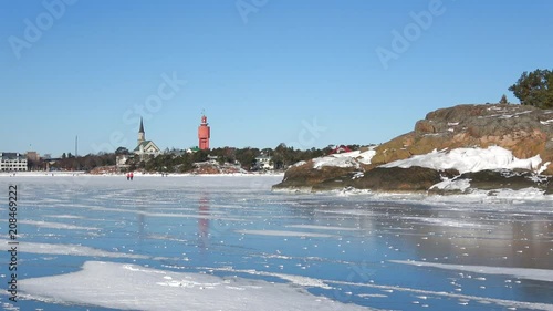 Sunny February day on the Gulf of Finland. Hanko, Finland  photo