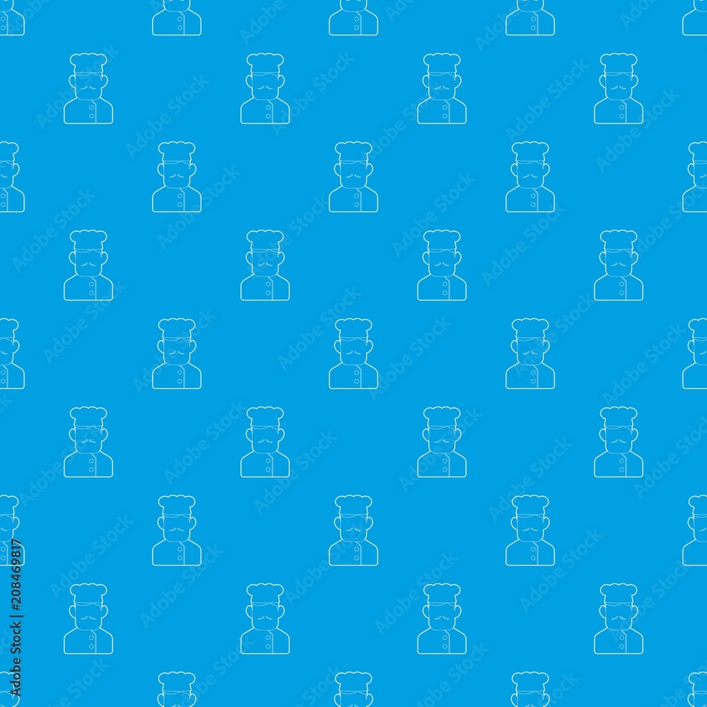 Chef cook pattern vector seamless blue repeat for any use