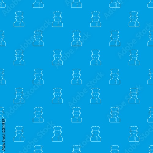 Chef cook pattern vector seamless blue repeat for any use