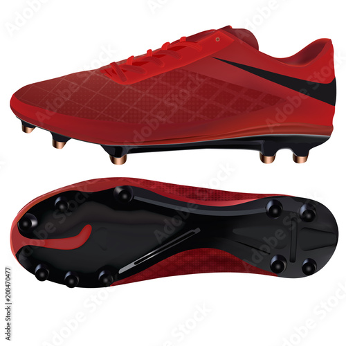Red football boots isolated on white background
