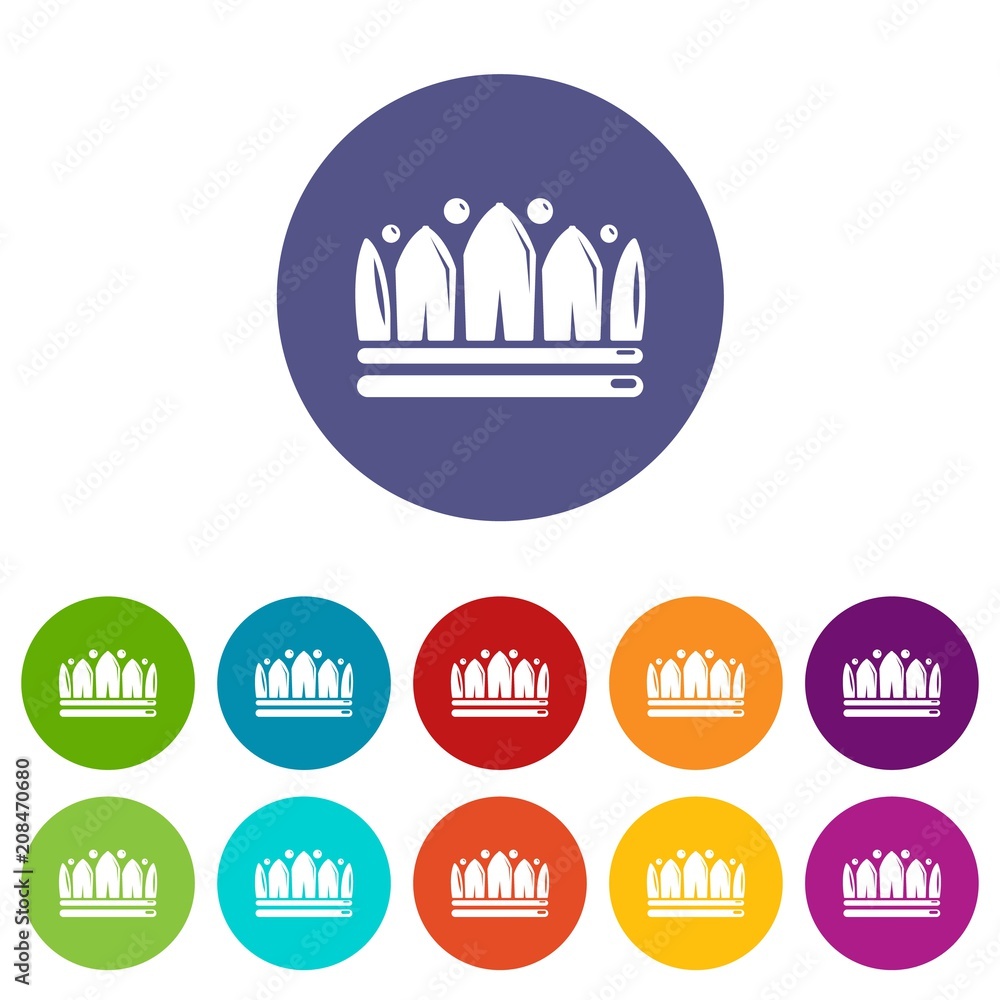 Snow crown icons color set vector for any web design on white background