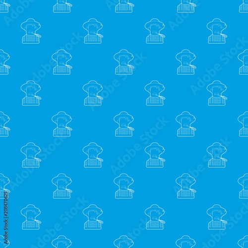 Farmer pattern vector seamless blue repeat for any use