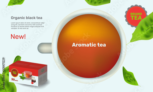 Vector illustration design template in realism style about tea