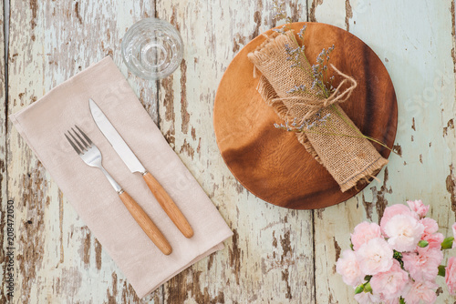 Rustic table setting on a wooden table