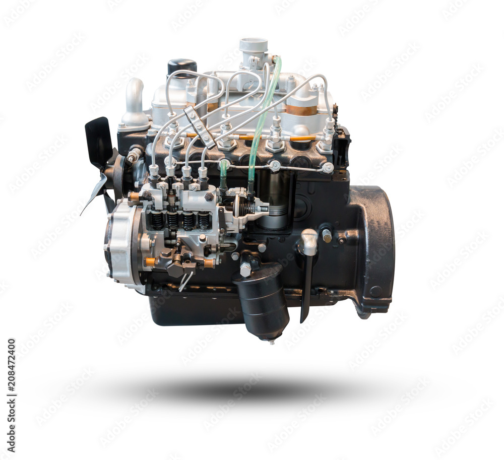 Car engine part isolated on white background.