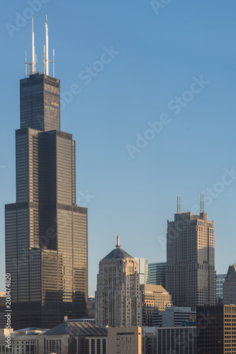 View of center Chicago and skyscrapers in downtown Chicago,Illinois, USA 