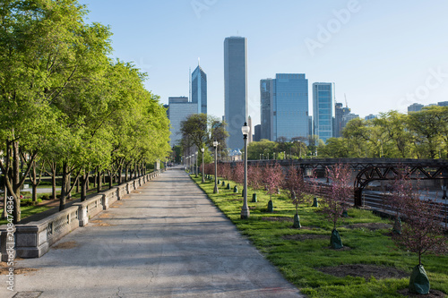 view from Millennium Park on Chicago downtown © flowertiare