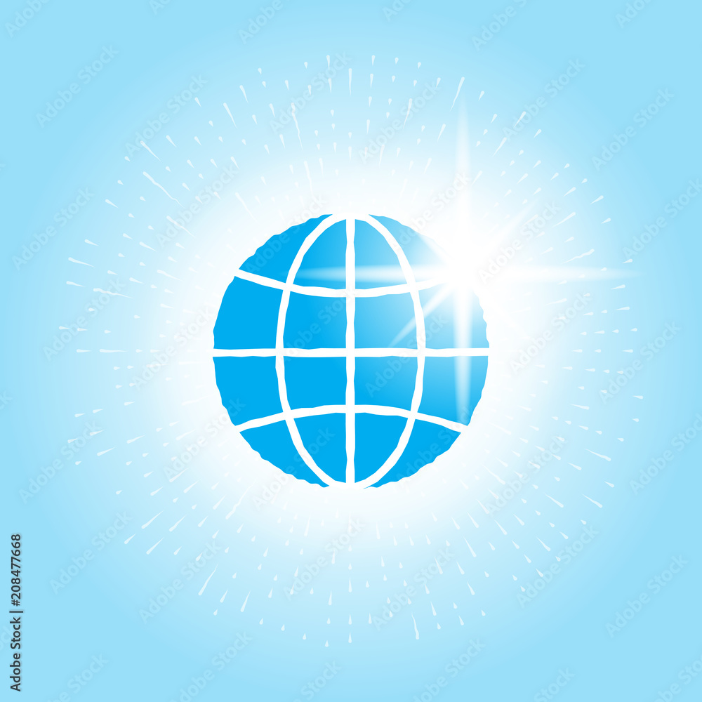 Christian Seven Days of Creation concept. Day Four, the stars, the sun and the moon. Genesis. Bible creation story. Earth illustration cartoon with sun and stars behind in space. Vector. Christian Seven Days of Creation concept. Day Four, the stars, the sun and the moon. Genesis. Bible creation story. Earth illustration cartoon with sun and stars behind in space. Vector.