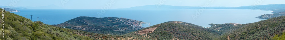 Summer sea coast panorama (Halkidiki, Greece).