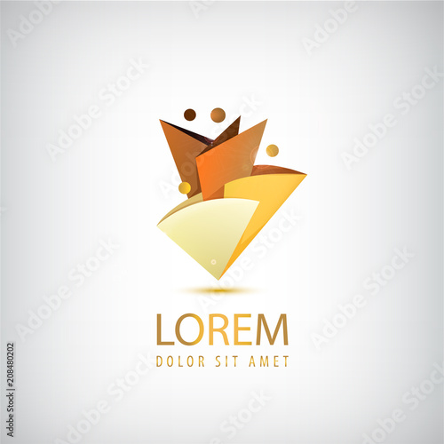 Vector 3d men, human, people logo of 4. Meeting, family, all together