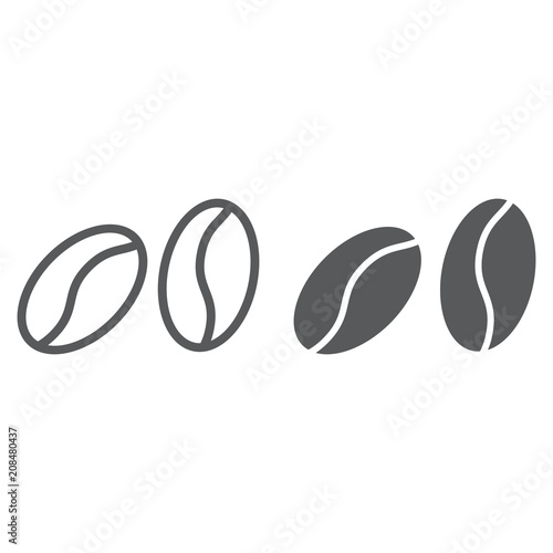 Coffee beans line and glyph icon, coffee and cafe, arabic sign vector graphics, a linear pattern on a white background, eps 10.