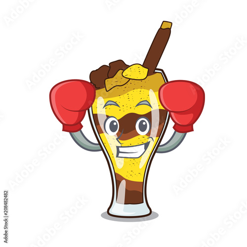 Boxing mangonada fruit character cartoon photo