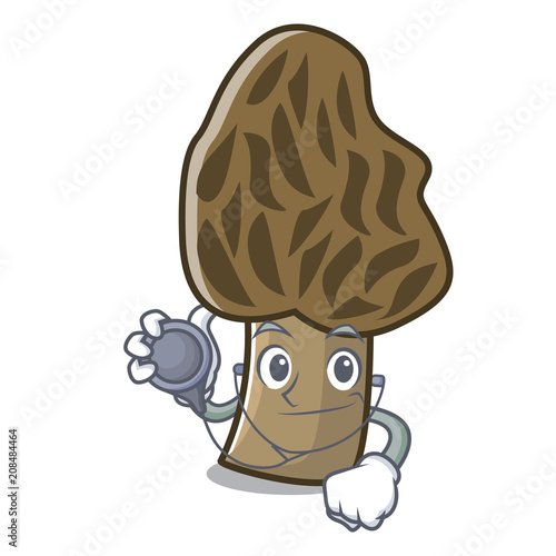 Doctor morel mushroom character cartoon