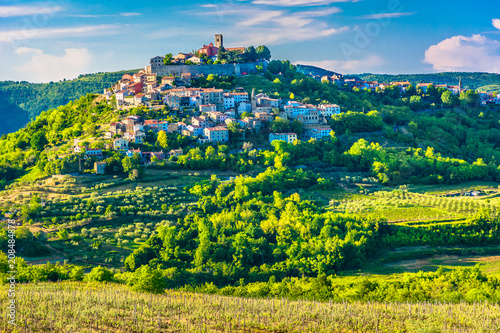 Istria region Croatia Motovun. / Scenic view at famous Motovun town in Istria region, luxury travel destination in Croatia, Europe. 