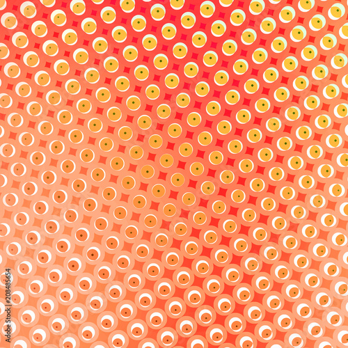 3D Effect Textured Halftone Circle Dots Design with Red and Orange Colors and Pop Out Spots Shape Pattern Background Design Art - High resolution illustration for graphic element or backdrop use.