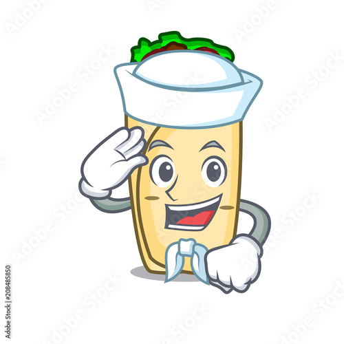 Sailor burrito character cartoon style