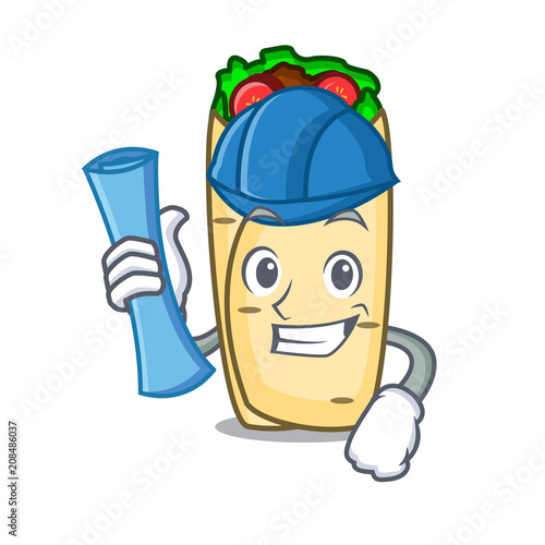 Architect burrito character cartoon style