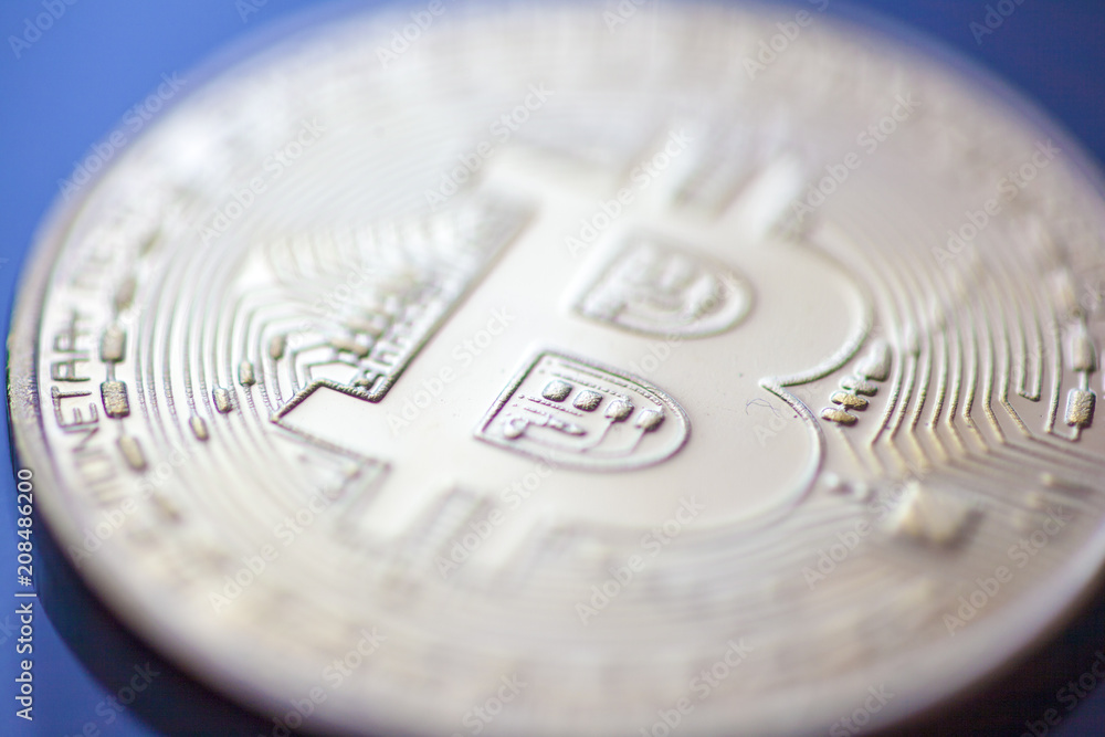 Bitcoin currency coin extreme close-up Bitcoin currency coin extreme close-up