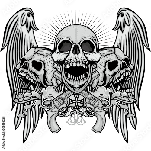 Gothic coat of arms with skull, grunge vintage design t shirts