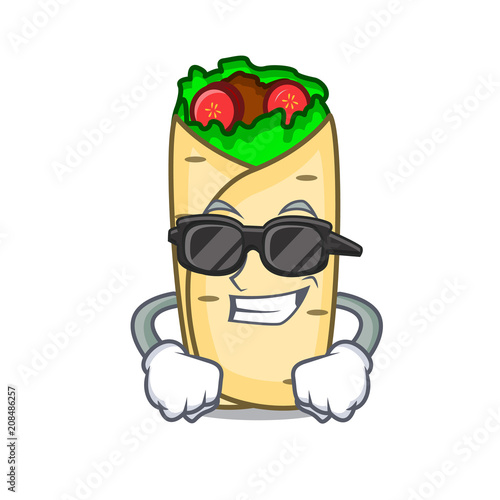 Super cool burrito character cartoon style