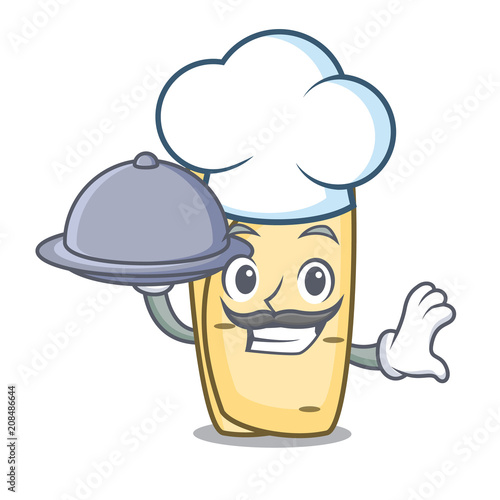 Chef with food burrito mascot cartoon style