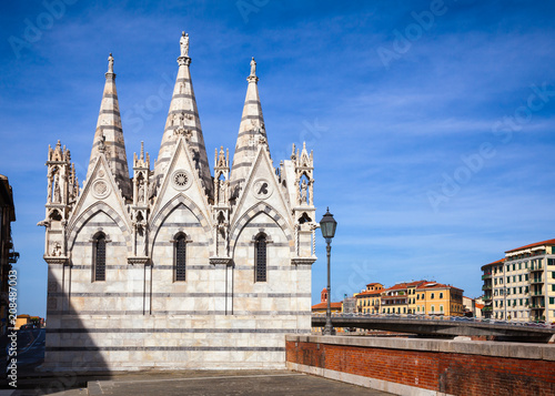 Santa Maria della Spina church Arno River embankment Pisa Tuscany Italy