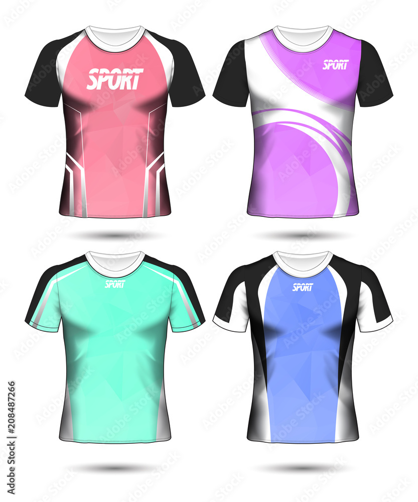 Set of Soccer sport t-shirt layout design poly template and polo shirt vector illustration Set of Soccer sport t-shirt layout design poly template and polo shirt vector illustration