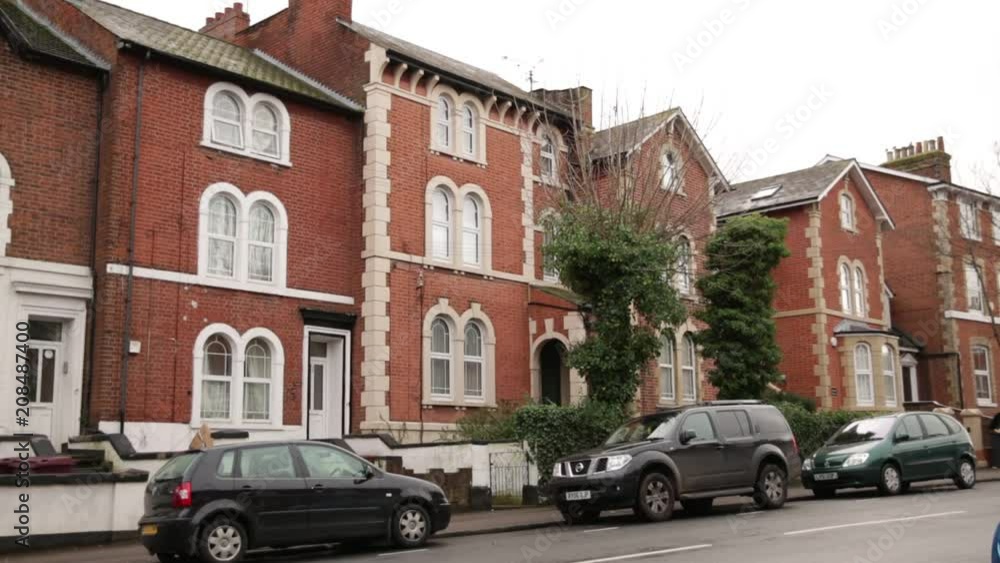 Traditional red brick terrace houses in England Traditional red brick terrace houses in England