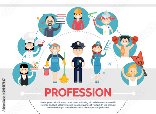 Flat Professional Workers Concept