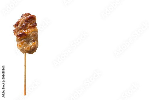 isolated on white roasted Pork or barbecue pork Toast grill Thai food

