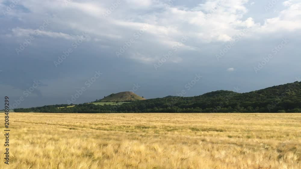 View on Cicov hill in Czech Bohemian Highlands before heavy storm. Czech Republic. Nature monument View on Cicov hill in Czech Bohemian Highlands before heavy storm. Czech Republic. Nature monument