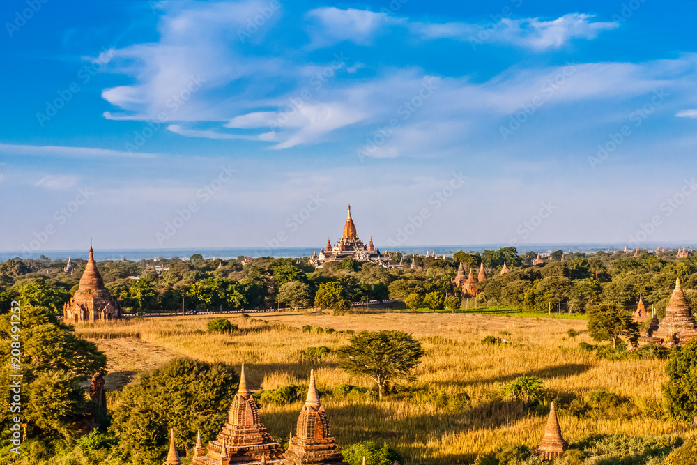 A panoramic view of Old Bagan with the Ananda Temple, Old Bagan, Myanmar