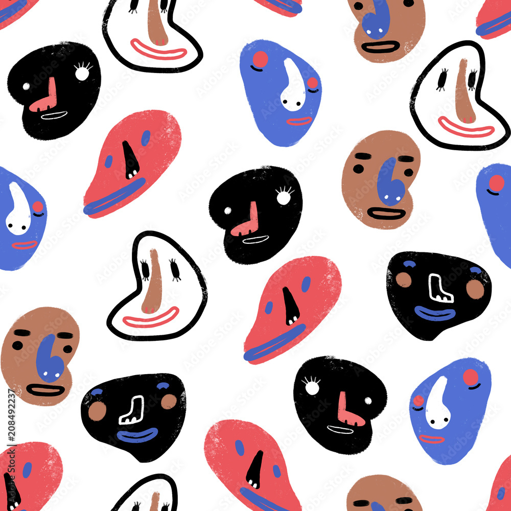 Funny cartoon faces seamless pattern ilustration. comic bacground Funny cartoon faces seamless pattern ilustration. comic bacground